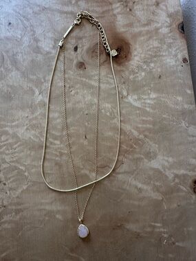 Kendra Scott x Target Gold Layered Necklace with Rose Quartz Pendant